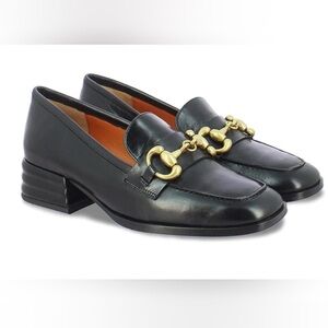 Saint G Women's Jenny Black Loafers with Horsebit Gold Detail Size 40 US 9 NWOT!